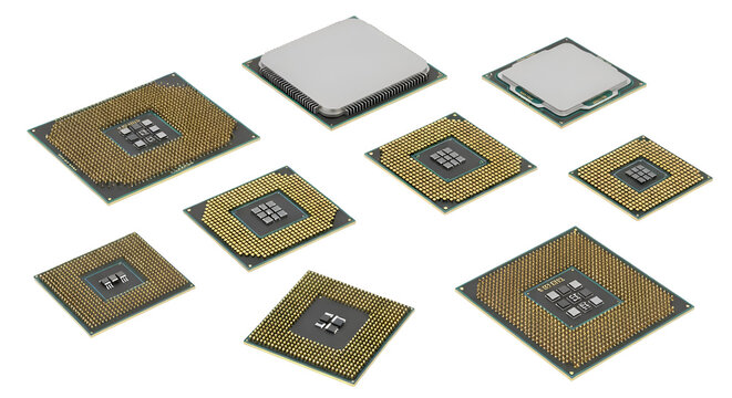 CPU Processors: Exploring Different Sizes with Transparent Background