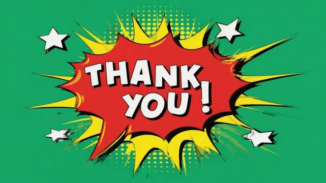 Thank You Comic Book Explosion Pop Art Text Animation


