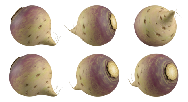 Swede Turnip: 360° View, Transparent Background,  High-Resolution Images for Design Projects.