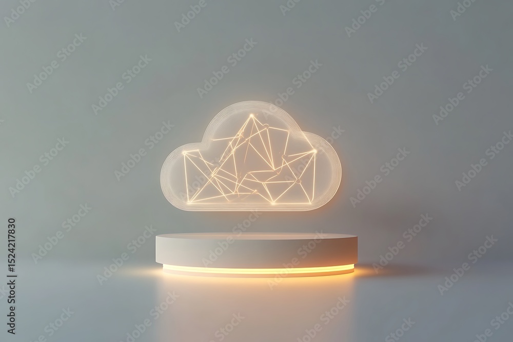 Poster basic cloud symbol displays simple interconnecting lines.