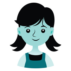 Cartoon character portrait of young girl smiling avatar icon vector illustration in flat style for educational creative profile design.