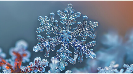 Intricate Close-Up of Unique Snowflake Structure