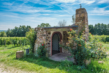 The small Winkel Chapel near Joannisberg in the Rheingau region, amidst the vineyards