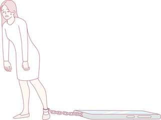 An illustration depicting a woman who feels heavily burdened, symbolizing the numerous challenges of life