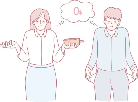 A couple shares a funny and awkward moment of confusion when they find themselves looking at an empty bowl - Powered by Adobe