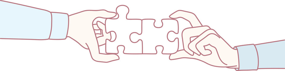 Two hands are connecting colorful puzzle pieces, symbolizing collaboration and the essence of teamwork