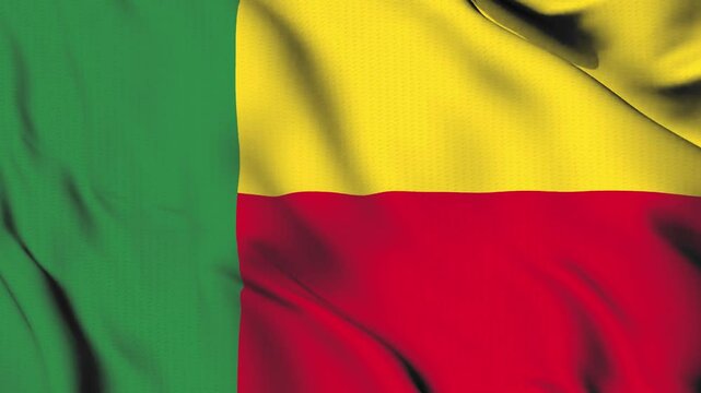The Benin country flag waves in the wind.