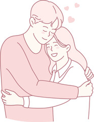 A beautifully sweet illustration of a couple sharing a loving hug, symbolizing deep affection and connection