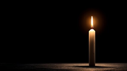 Illuminating hope in darkness a minimalist candlelight symbol in a pitch black bdcd standard environment evoking a peaceful mood and spiritual light