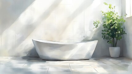 Sunlight-drenched bathroom scene