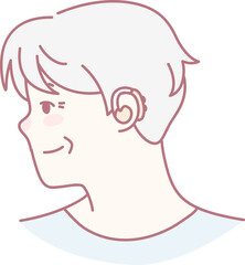 A minimalist profile illustration depicting a lighthaired person, who is showing a warm and friendly expression