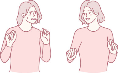 An illustration of two women one in fear, the other in happiness, showcasing their contrasting emotions