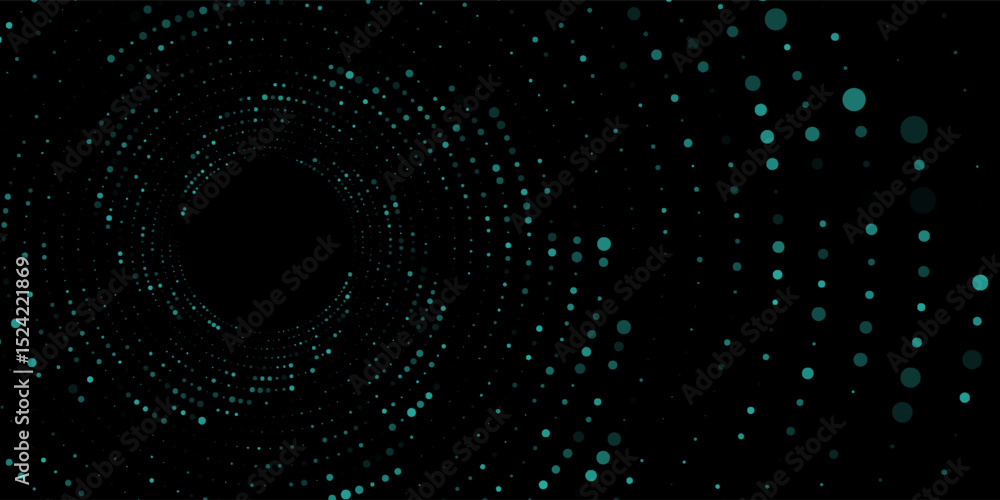Poster 3d blue techno background. big data visualization on dark space with dotted lines shape effect decor