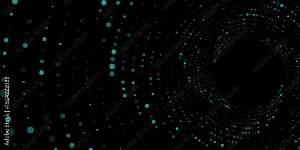 Poster 3d blue techno background. big data visualization on dark space with dotted lines shape effect decor