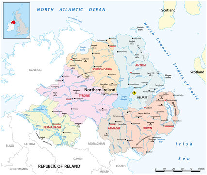 Vector map of the British province of Northern Ireland