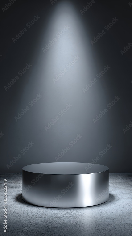Poster a stunning image of blank silver template podium black 3d background of presentation pedestal stage 