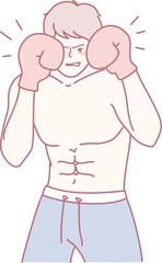 A dynamic illustration of a boxer showing exceptional determination and strength during training sessions