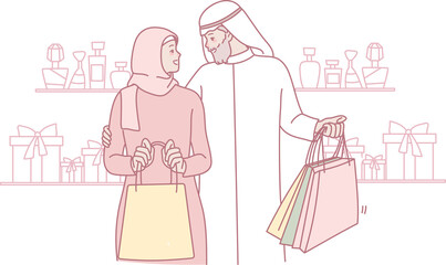 A couple enjoying a lovely shopping day, showcasing their love and connection amid a variety of elegant products