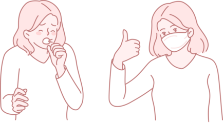 This illustration shows coughing and highlights the importance of wearing a mask for health and safety