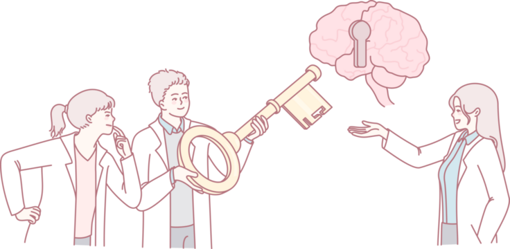 A captivating visual representation showcasing scientists delving deep into the intricate mysteries of the human brain