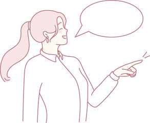 This is a minimalist illustration depicting a woman who is gesturing while she speaks, ideal for communication themes
