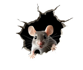 3D Mouse Wall Decal Hole In The Wall Animal Mural Vinyl Sticker, Wall Sticker Decal for Children Room Decor, 3D Hole View Wall Sticker