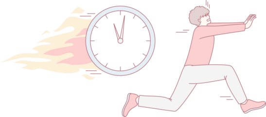 This is a vibrant and dynamic illustration that captures the urgency involved in managing time effectively