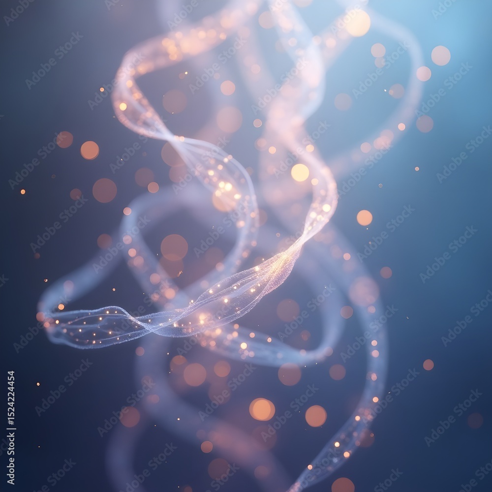 Poster ethereal light trails abstract wispy ribbon and glowing particle design