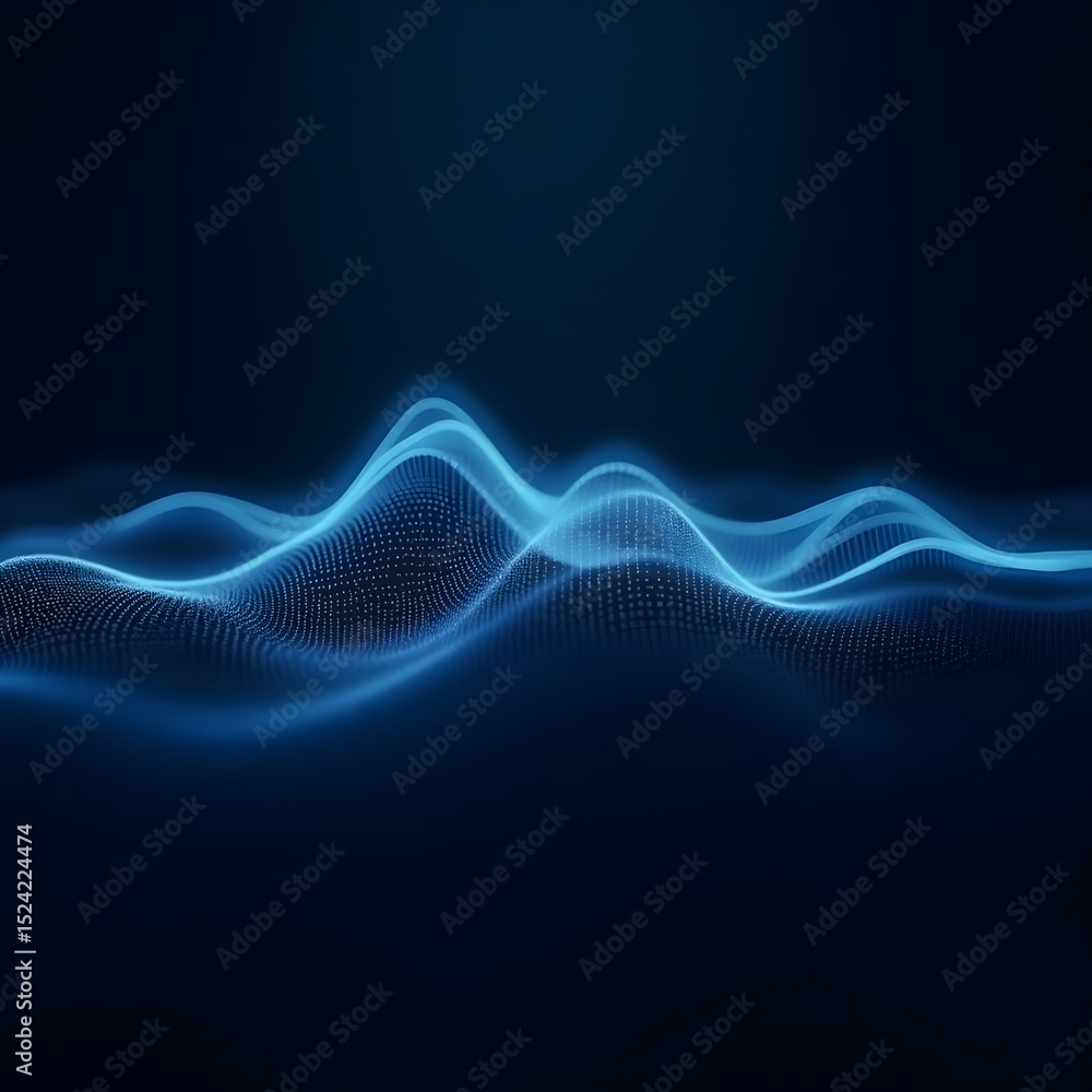 Poster mesmerizing futuristic audio wave pattern abstract blue digital sound waves background