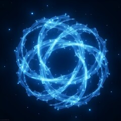 Intricately Intertwined Bright Blue Laser Threads A High-Resolution Abstract Image of Energy and Light