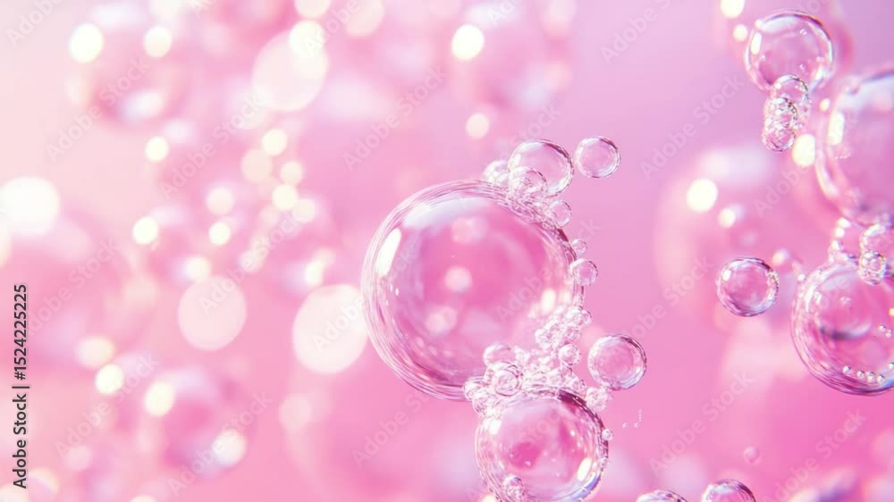 Aufkleber soft pink background with floating bubbles creating a dreamy atmospheric effect in a gentle light 4k