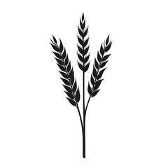 Black and white silhouette of wheat ears standing tall for agricultural use