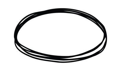Irregular oval shape is drawn with multiple outlines, creating a frame for text or design element, conveying a sense of handmade and organic aesthetic