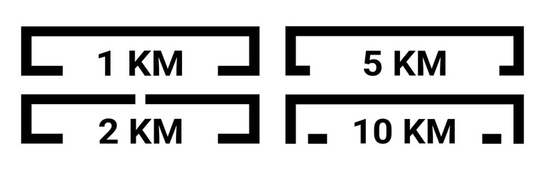Obraz premium Black kilometer scale bar for map set