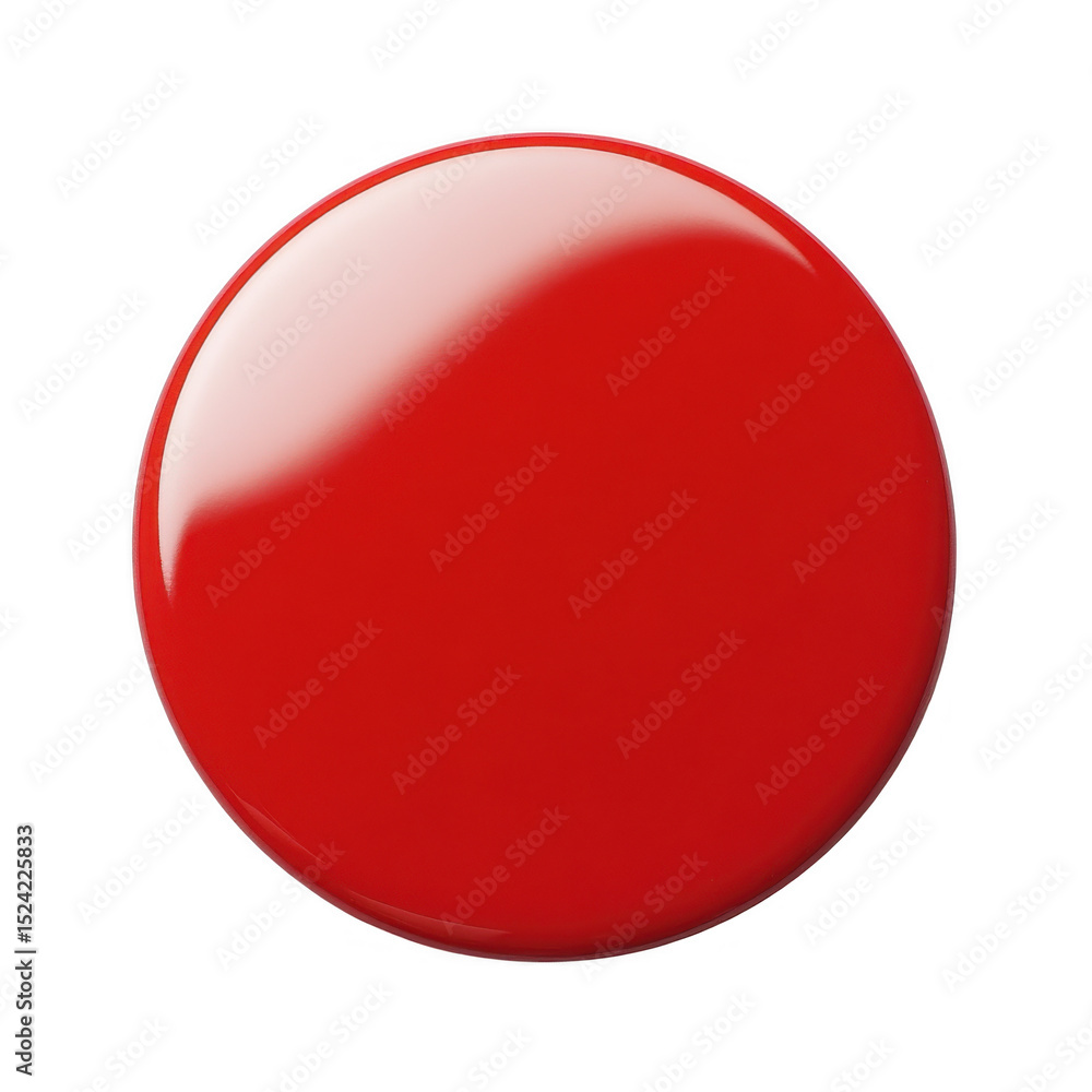 Wall mural glossy red circle button isolated on transparent background