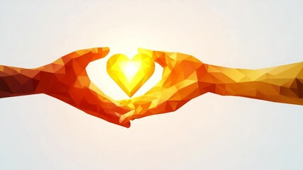 Abstract Geometric Heart Symbol in Hands - Love, Connection, and Harmony Concept