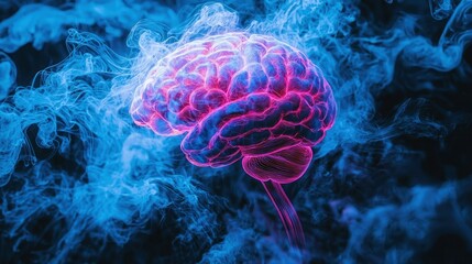 Obraz premium Brain shrouded in swirling smoke