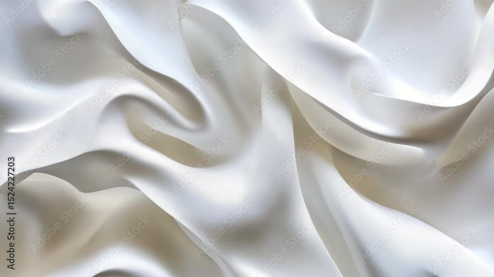 Poster smooth and flowing white fabric texture with elegant curves for artistic design background 4k video 