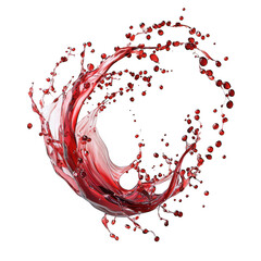 Red liquid splash circular motion isolated on transparent background