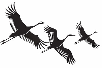 cranes bird sihouette black vector bundle
