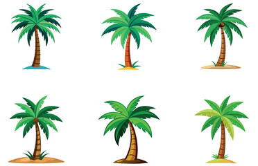 Palm Trees Vector Design Tropical Flat Palm Tree Illustrations for Beach, Summer, and Travel-Themed Projects