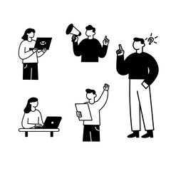 Diverse People Engaged in Different Activities, Vector Illustration