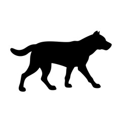 A solid black silhouette of a elephant walking, side view.