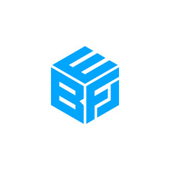 Abstract Blue Cube Logo with Intertwined Letters B, E, F