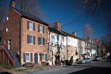 Historic Village Near Washington. Waterford, Virginia. Ancient Red Brick Buildings.