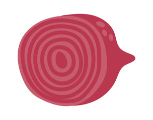 Freshly cut beetroot slice showing its vibrant pink color and characteristic concentric circles, isolated on a white background, ideal for healthy eating and vegan lifestyle representations