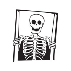 line art of skeleton on the white background 