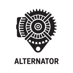 Car alternator icon. Vector black silhouette. with white background