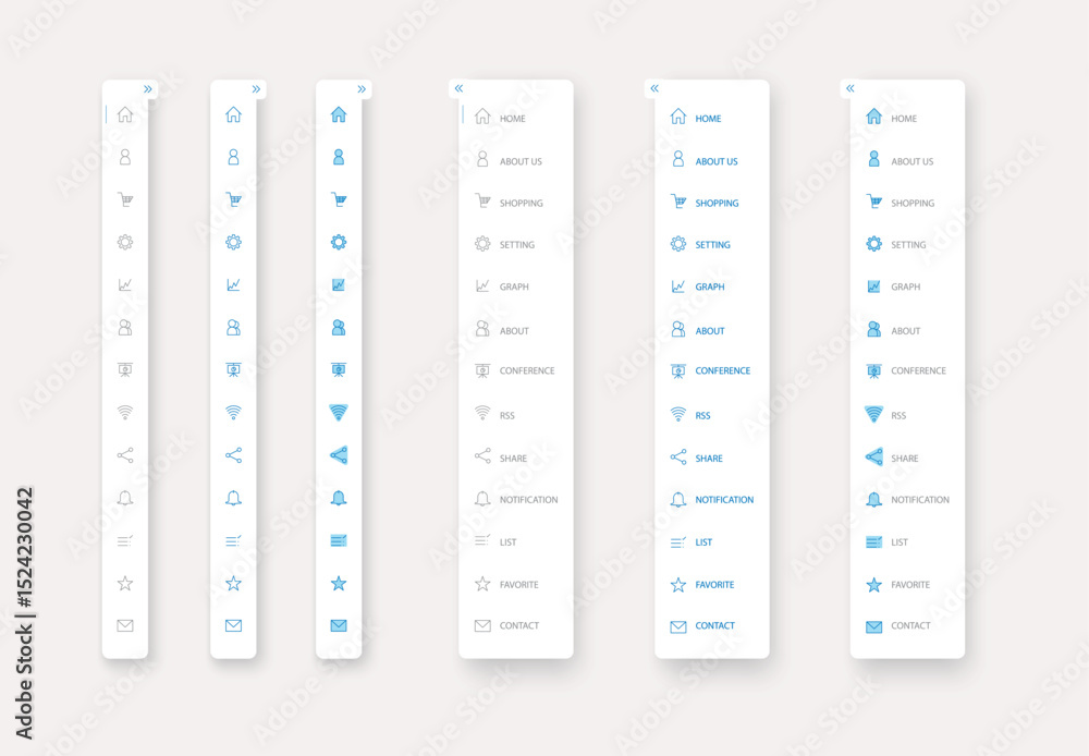 Poster side navigation menu. vertical vector menu. ui element