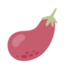 Red eggplant vegetable illustration isolated on white background, representing healthy eating, vegetarian and vegan diets, and the use of fresh produce in cooking
